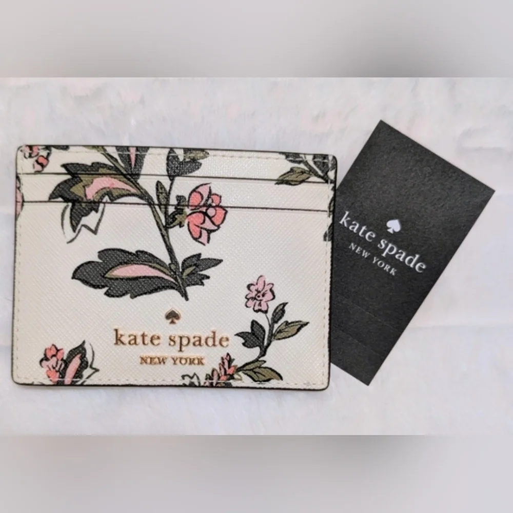 NWT 2FER Kate Spade Card Holder &  Crossbody Bag - Green Floral - Picture 2 of 11